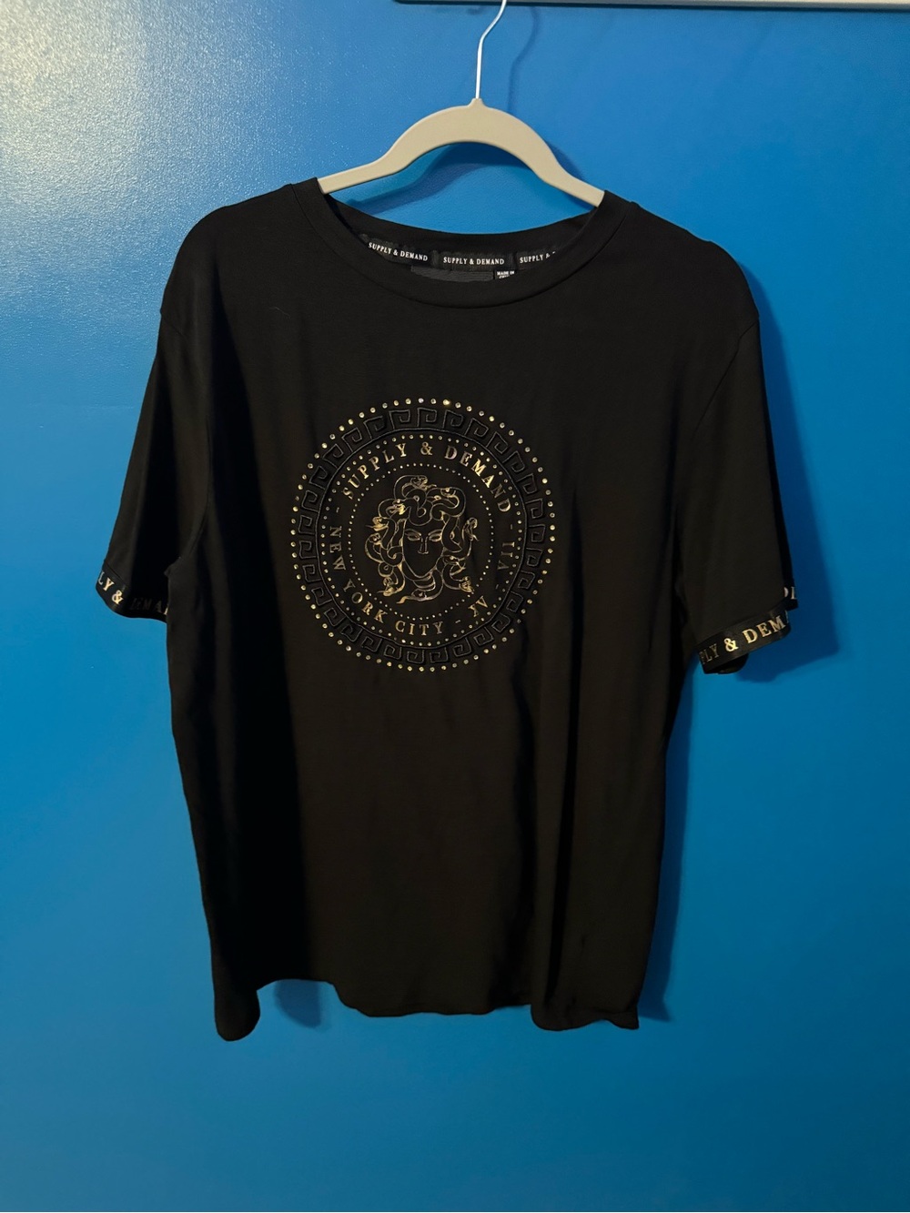 Supply & Demand Black Short-Sleeve Graphic Logo Tee